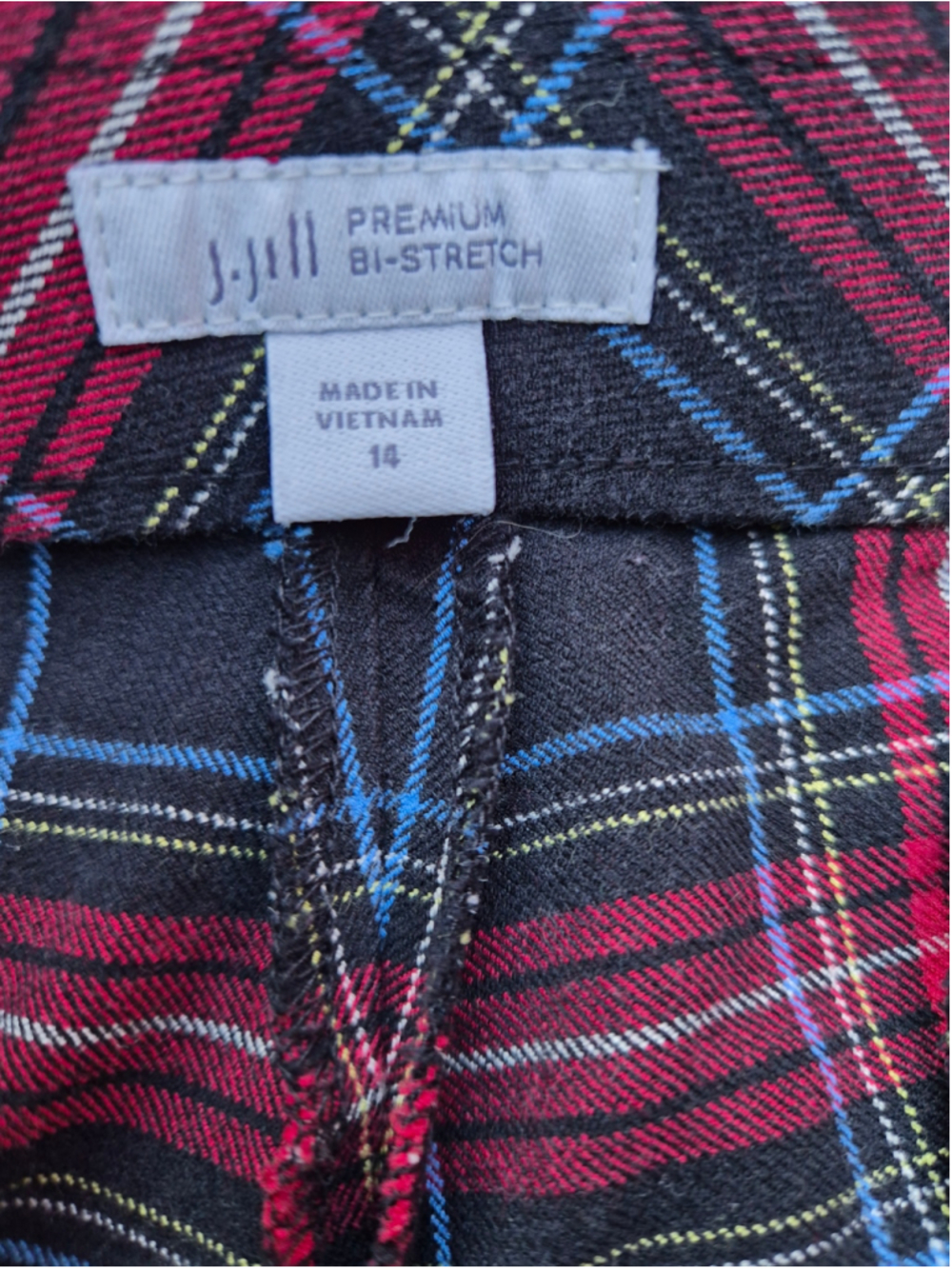 Women's J.Jill Plaid Trousers Size 14 Black Red - Picture 4 of 8